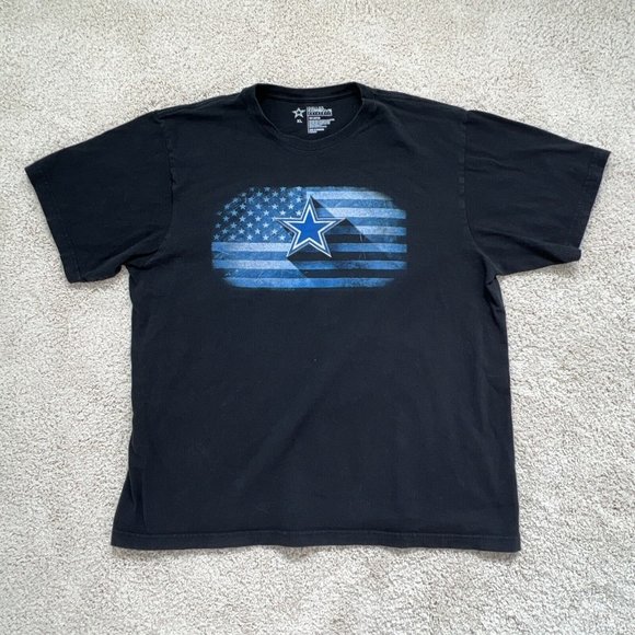 Dallas Cowboys Authentic Mens T-Shirt XL Black Short Sleeve Crew Neck Flag Star - Picture 2 of 9